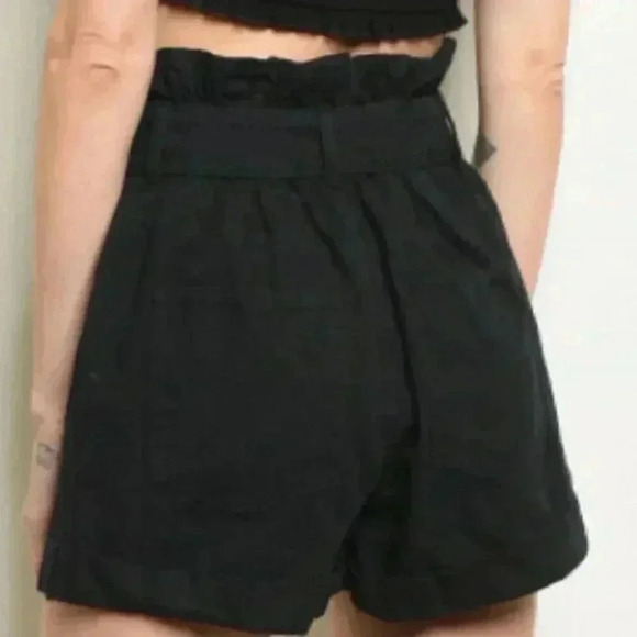 BLACK DENIM HIGH WAIST SHORTS - Picture 3 of 4